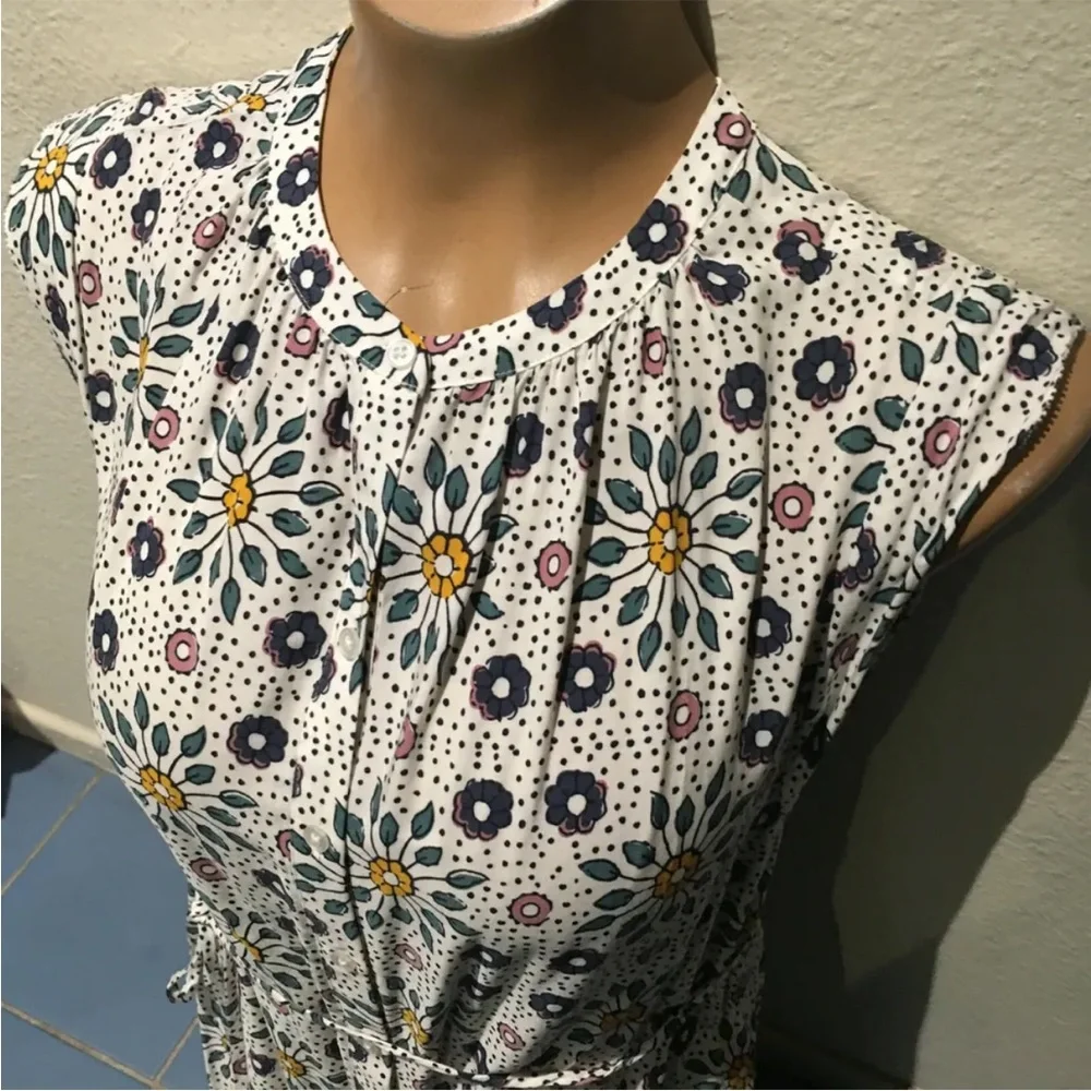 Loft Painterly Floral Flutter Shirtdress Midi NWOT Small Tall - Picture 2 of 5